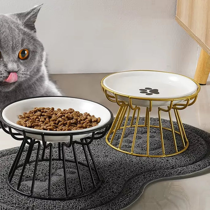 Ceramic Raised Pet Bowl Food Water Treats for Cats &.Dogs Supplies Outdoor Feeding Drinking Accessories Doggie Cat Stand Bowl